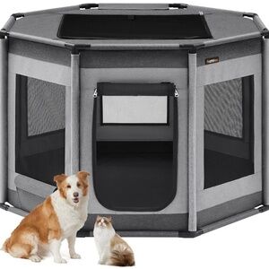 Feandrea Dog Playpen Oxford Fabric Dog Fence, Octagon Dog Crate, XL, 44.1 x 44.1
